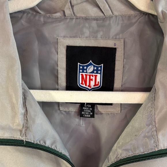 NFL NY Jets Gray Green Windbreaker Jacket Pullover Men's S - Picture 2 of 6